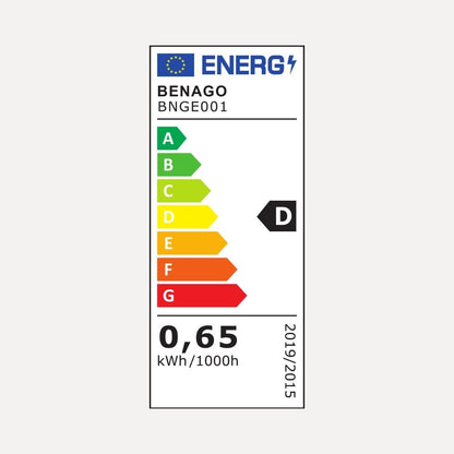 Energielabel der LED, Energieeffizienzklasse D, 0,65 kWh pro 1000 Stunden